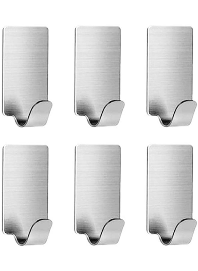 Adhesive Hooks Heavy Duty Wall Hangers Hooks Waterproof Stainless Steel Towel Hanger Holder Stick on Hooks for Hanging Kitchen Bathroom Home 6 Packs - Image 1