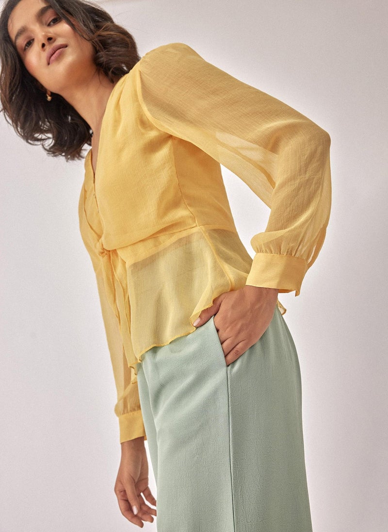 ذا ليبل لايف بلوزة شيفون بكسرات - Image 3