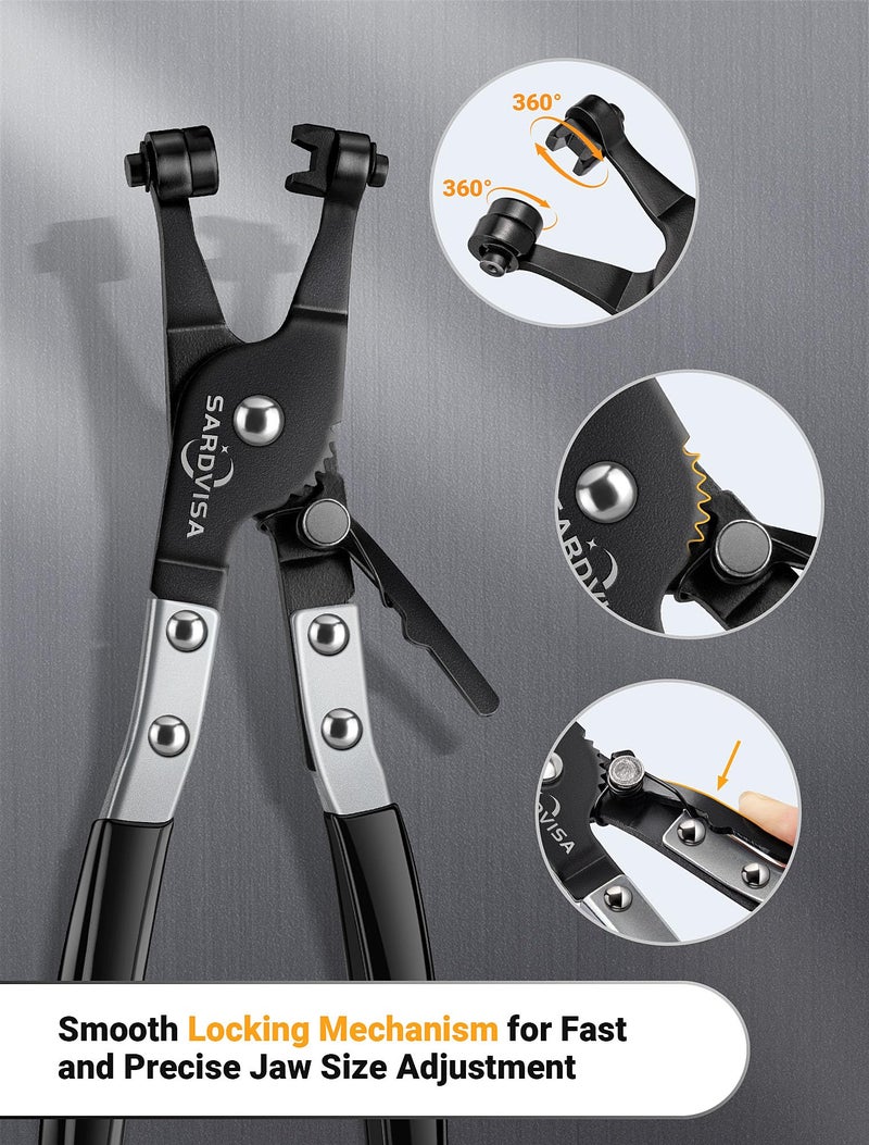 SARDVISA Hose Clamp Pliers, Heavy Duty Hose Clamp Tool with Locking Gear ï¼† Black Non-Slip Handle, Professional Automotive Repair Tool for the Removal & Installation of Ring-Type and Spring Band Clamps - Image 4