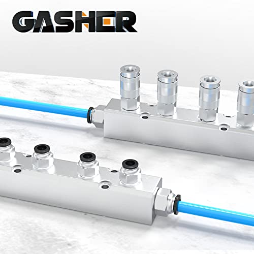 GASHER 1PCS Aluminum 6 Way 8 Port Pneumatic Manifold Air Distribution Block Splitter 1/4" Output Port 1/2" Supply Port - Image 3