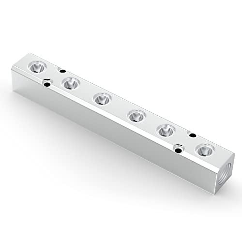 GASHER 1PCS Aluminum 6 Way 8 Port Pneumatic Manifold Air Distribution Block Splitter 1/4" Output Port 1/2" Supply Port - Image 4