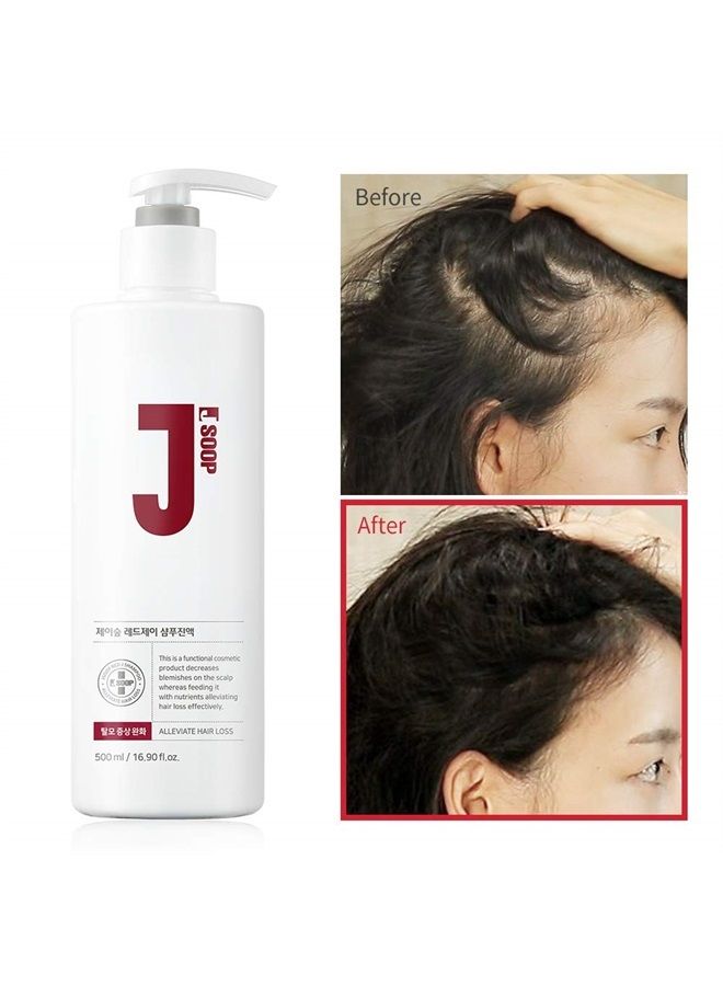 JSOOP Red J Shampoo 500ml(16.9 fl.oz) / Anti-hair loss, Low skin irritation, Reduces redness of the scalp - Image 2