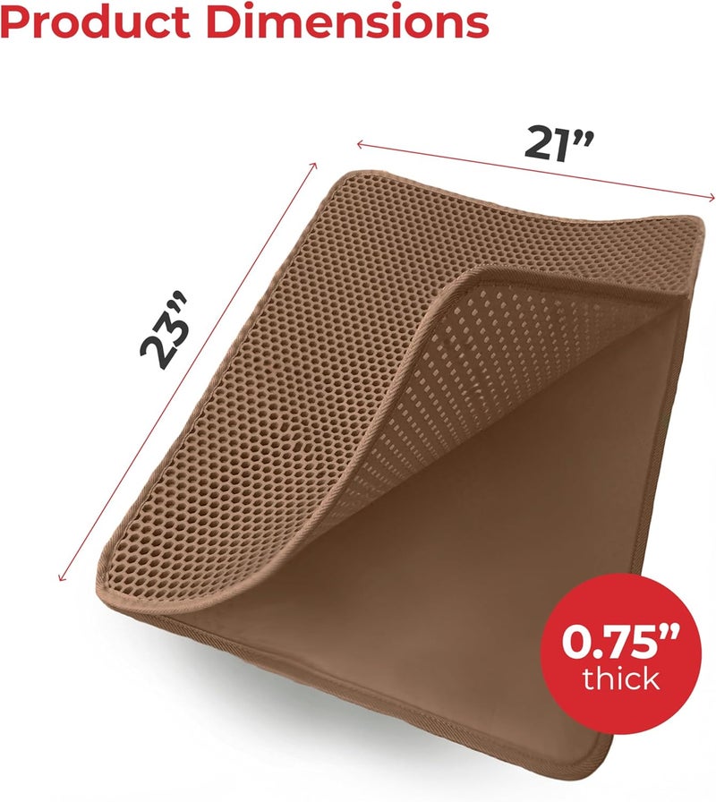 iPrimio Small Cat Litter Trapper by - Litter Mat, EZ Clean Cat Mat, Litter Box Mat Water Proof Layer and Puppy Pad Option. Patented (23"x21" Brown) - Image 3