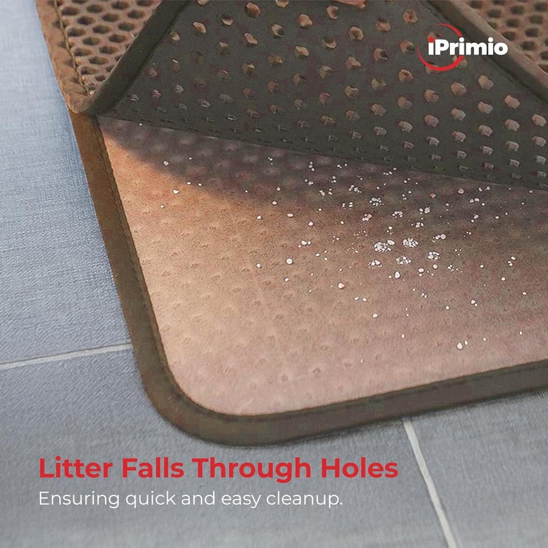 iPrimio Small Cat Litter Trapper by - Litter Mat, EZ Clean Cat Mat, Litter Box Mat Water Proof Layer and Puppy Pad Option. Patented (23"x21" Brown) - Image 2
