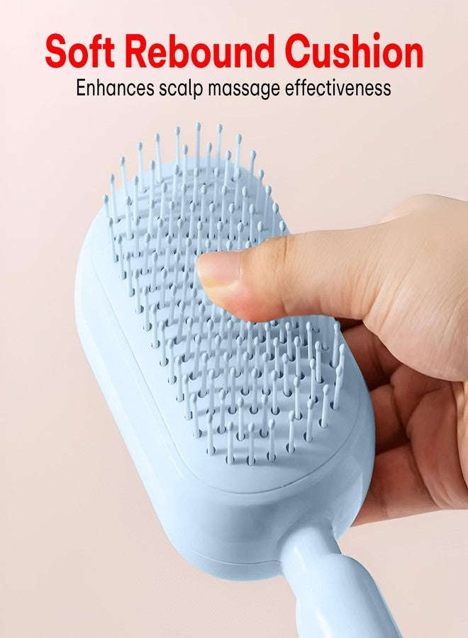 Prime Pick Flexible Hair Comb Detangling Brush Soft Bristles Rebound Cushion Telescopic Handle Anti Frizz Scalp Massager Portable Styling Hair Brush for All Hair Types Blue - Image 2