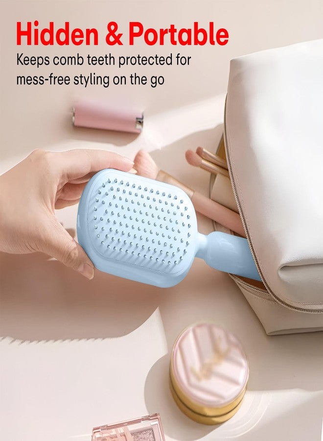 Prime Pick Flexible Hair Comb Detangling Brush Soft Bristles Rebound Cushion Telescopic Handle Anti Frizz Scalp Massager Portable Styling Hair Brush for All Hair Types Blue - Image 4