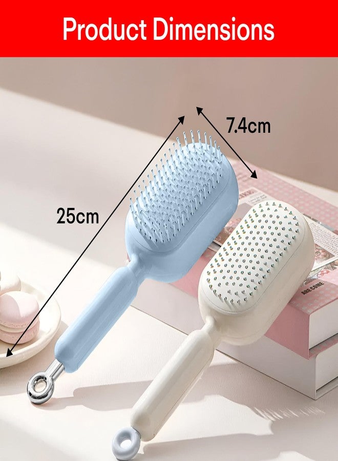 Prime Pick Flexible Hair Comb Detangling Brush Soft Bristles Rebound Cushion Telescopic Handle Anti Frizz Scalp Massager Portable Styling Hair Brush for All Hair Types Blue - Image 3