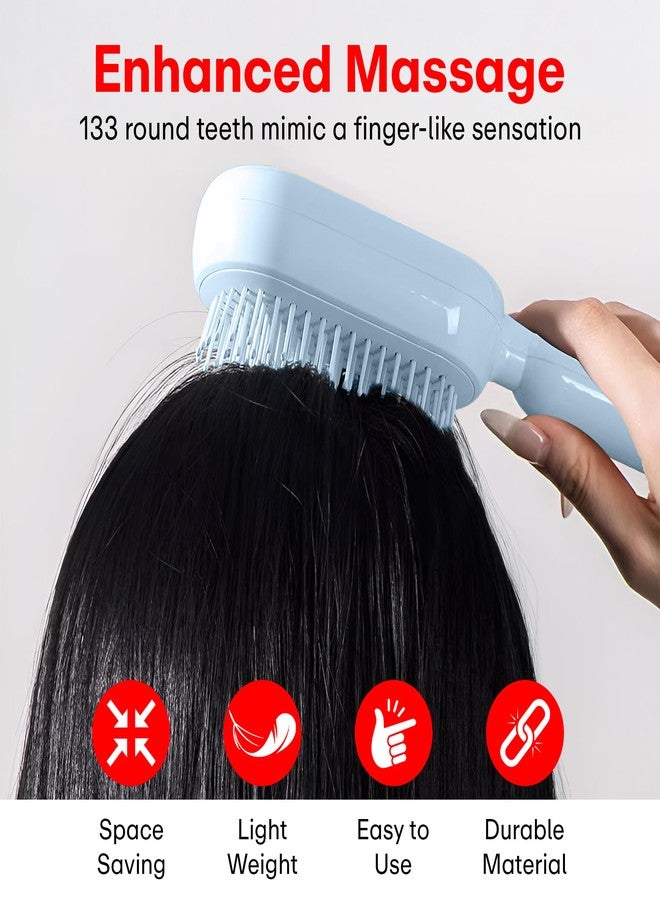 Prime Pick Flexible Hair Comb Detangling Brush Soft Bristles Rebound Cushion Telescopic Handle Anti Frizz Scalp Massager Portable Styling Hair Brush for All Hair Types Blue - Image 5