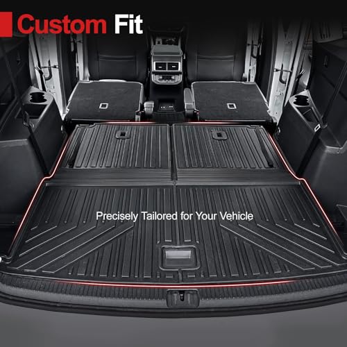 HOUCLEMIC Cargo Mat with Backrest Mat for 2018-2025 Volkswagen Atlas 6/7 Passenger (Not for Cross Sport)-All Weather TPE Cargo Liner for 2025 VW Atlas SE SEL Peak Edition Accessories - Image 5