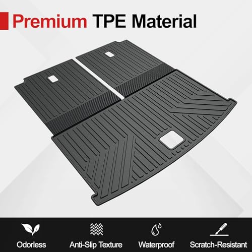 HOUCLEMIC Cargo Mat with Backrest Mat for 2018-2025 Volkswagen Atlas 6/7 Passenger (Not for Cross Sport)-All Weather TPE Cargo Liner for 2025 VW Atlas SE SEL Peak Edition Accessories - Image 4