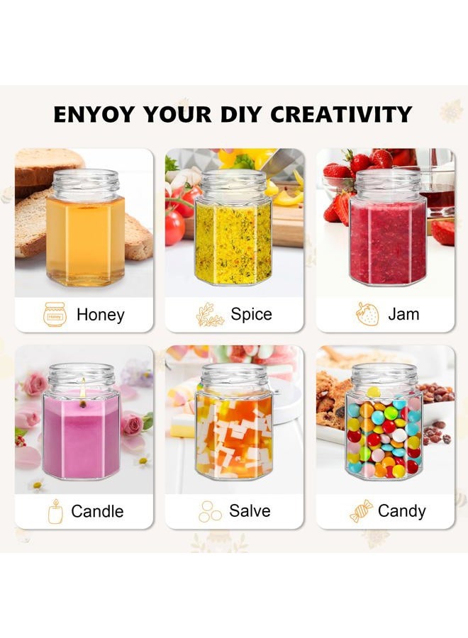 BGraceyy 35 Pack 4 oz Mini Hexagon Glass Honey Jars with Dippers, Gold Lids, Bee Stickers, Bee Charms, Gift Bags & Jute– Empty Small Honey Jars for Party Favors Bulk, Ideal for Baby Showers ＆ Weddings - Image 5