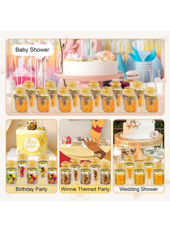 BGraceyy 35 Pack 4 oz Mini Hexagon Glass Honey Jars with Dippers, Gold Lids, Bee Stickers, Bee Charms, Gift Bags & Jute– Empty Small Honey Jars for Party Favors Bulk, Ideal for Baby Showers ＆ Weddings - Image 4