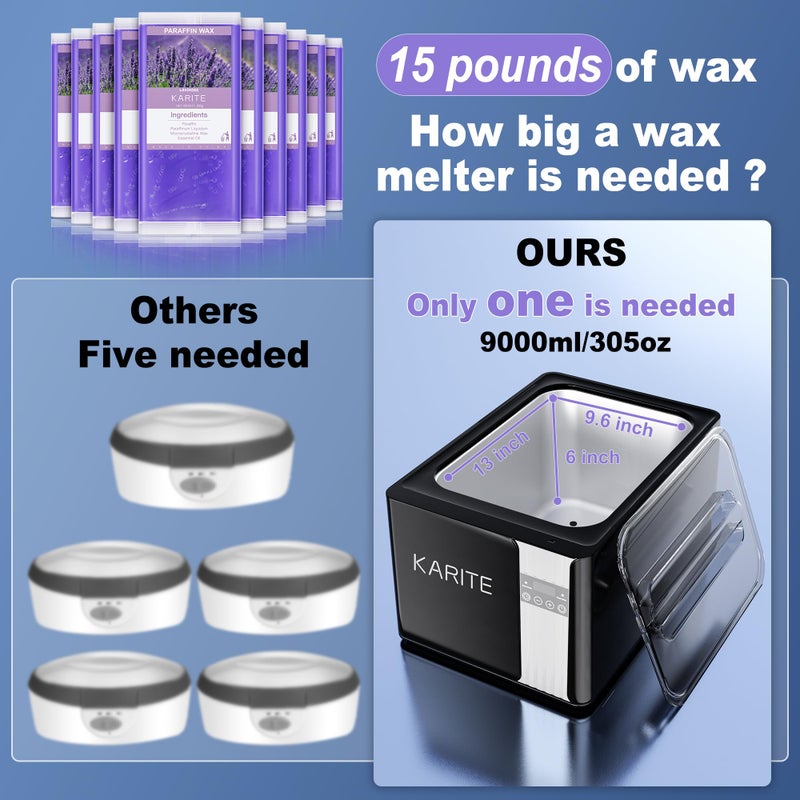 KARITE Paraffin Wax Machine for Hands and Feet, 9000ml Paraffin Wax Bath with Auto-Timer, Smart Mode, Precision Temperature Control, Paraffin Wax Warmer Kit with 16PCs Refills - Image 3