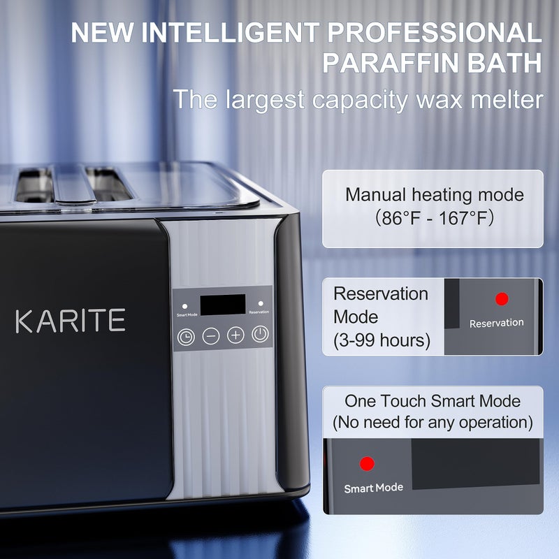 KARITE Paraffin Wax Machine for Hands and Feet, 9000ml Paraffin Wax Bath with Auto-Timer, Smart Mode, Precision Temperature Control, Paraffin Wax Warmer Kit with 16PCs Refills - Image 4