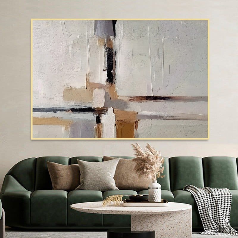 ماركتنا لوحة قماشية بتصميم الفن التشكيلي مع برواز مجوف مقاس (90×60) قطعة واحدة - Image 3