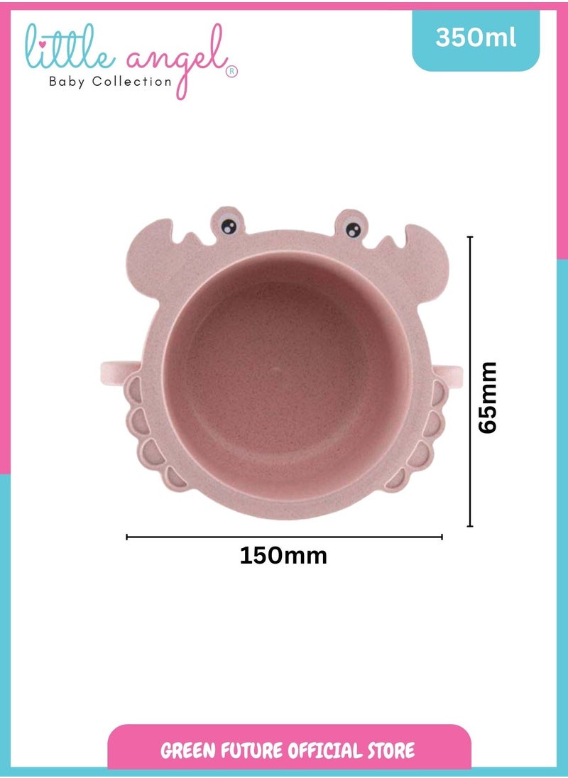 Little Angel Kids Feeding Bowl With Handle - Pink  - Image 4