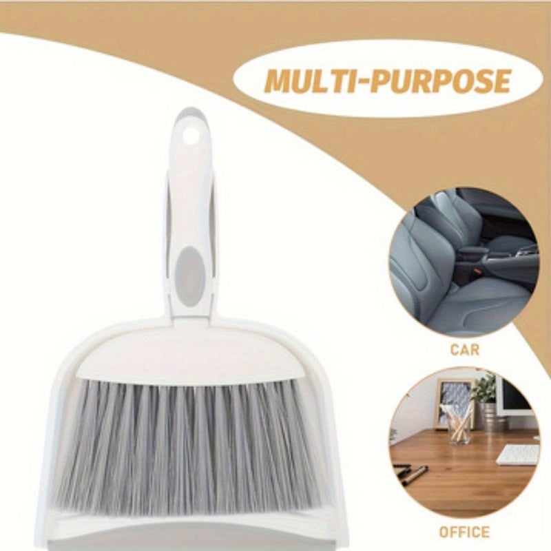 Gray Mini Broom And Dustpan Set For Desk Housekeeping Office Kitchen Pet Nest Car Daily Cleaning Necessity Plastic Whisk Set - Image 2