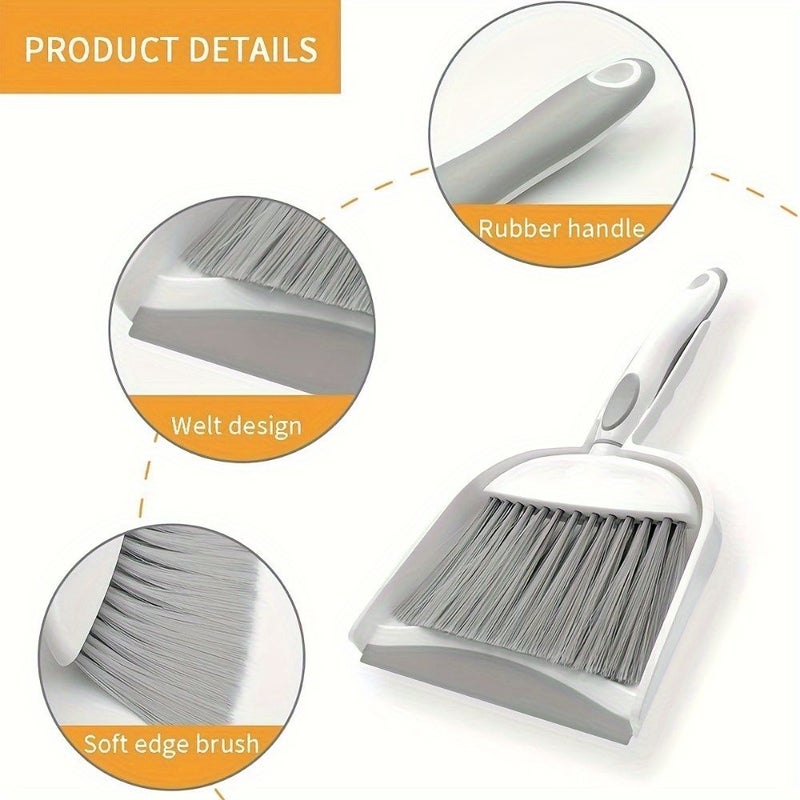 Gray Mini Broom And Dustpan Set For Desk Housekeeping Office Kitchen Pet Nest Car Daily Cleaning Necessity Plastic Whisk Set - Image 3