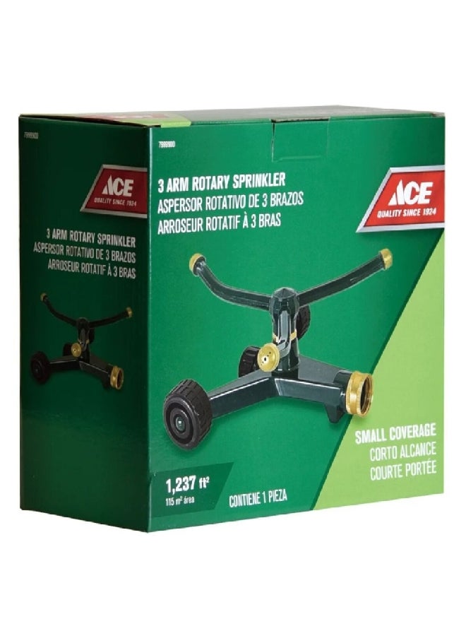 ACE 3-Arm Small Coverage Rotary Sprinkler with Wheeled Base Black and Gold 10 x 17 x 20 cm 7999900