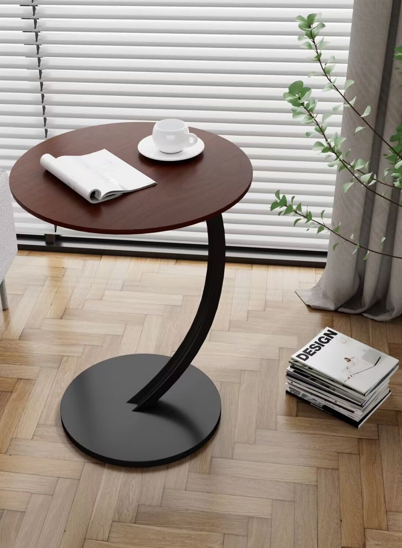 C Shaped End Table,  Modern Side Table Under Sofa, Simplicity Metal and Wood Coffee Table, Living Room Table Corner Table Bedside Table Laptop Side Table for Couch Bedroom Office Sofa Bed - Image 1