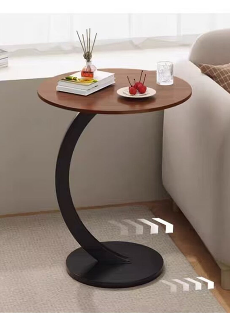 C Shaped End Table,  Modern Side Table Under Sofa, Simplicity Metal and Wood Coffee Table, Living Room Table Corner Table Bedside Table Laptop Side Table for Couch Bedroom Office Sofa Bed - Image 2