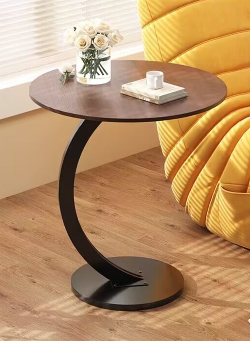 C Shaped End Table,  Modern Side Table Under Sofa, Simplicity Metal and Wood Coffee Table, Living Room Table Corner Table Bedside Table Laptop Side Table for Couch Bedroom Office Sofa Bed - Image 3