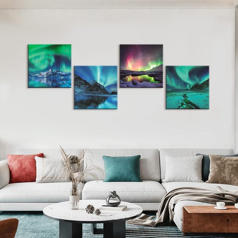 Sungeek 4-Piece Aurora Canvas Wall Art - Image 4