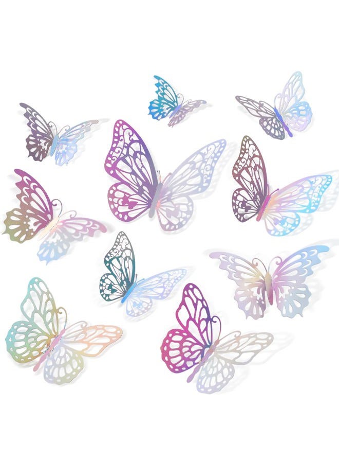 Aixoom 72 PCS Laser Silver Butterfly Decorations, 3D Butterfly Decoration with 3 Styles 3 Sizes, Removable Butterfly Wall Decor Stickers (Laser Silver) - Image 1
