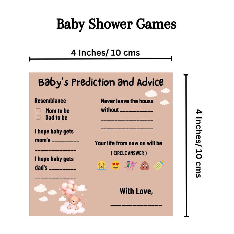 The Decor Cycle The Decor Cycle, Pack of 30, Baby Shower Decoration Items Gift Cards for Games Wishes Prediction Advice Family Members, Teddy Bear Theme, 4x4 Inches  - Image 3