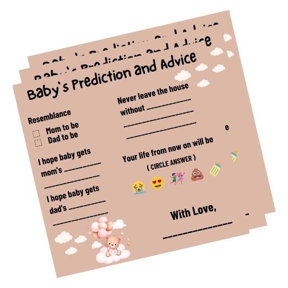 The Decor Cycle The Decor Cycle, Pack of 30, Baby Shower Decoration Items Gift Cards for Games Wishes Prediction Advice Family Members, Teddy Bear Theme, 4x4 Inches  - Image 1