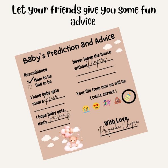 The Decor Cycle The Decor Cycle, Pack of 30, Baby Shower Decoration Items Gift Cards for Games Wishes Prediction Advice Family Members, Teddy Bear Theme, 4x4 Inches  - Image 2