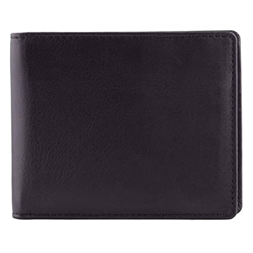DiLoro Mens Wallet Full Grain Genuine Leather Slim Minimalist Front Pocket Bifold Soft Nappa RFID Protection Black - Image 1