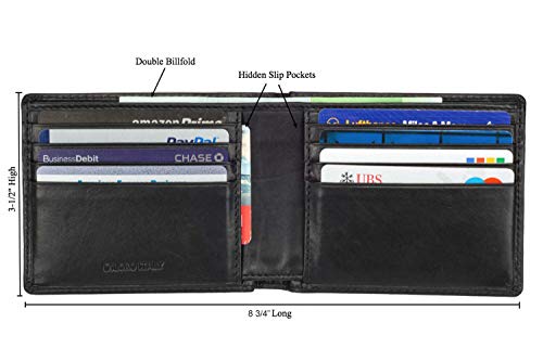 DiLoro Mens Wallet Full Grain Genuine Leather Slim Minimalist Front Pocket Bifold Soft Nappa RFID Protection Black - Image 2