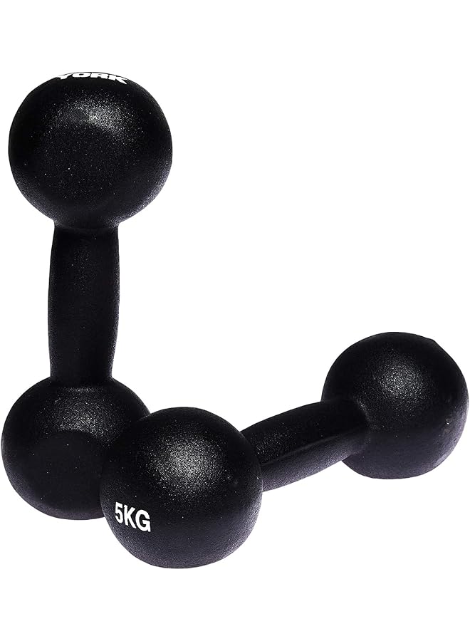 YORK FITNESS Round 5 kg Neoprene Dumbbells 2 Pieces Black