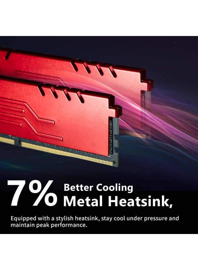 DATO ذاكرة RAM سعة 16 جيجابايت (8 جيجابايت × 2)، DDR4 3200 ميجاهرتز مع مبرد، PC4-25600 CL16 1.35 فولت 288 دبوس غير ECC UDIMM، وحدة ذاكرة سطح المكتب للألعاب، أسود متطرف - Image 5