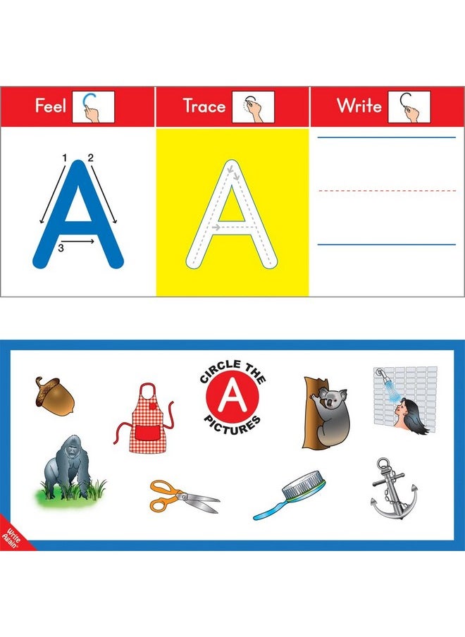 Really Good Stuff Feel, Trace And Write Alphabet Cards And Dry Erase Crayons - Boxed Set With 52 Laminated Letter Cards And 4 Dry Erase Crayon - Grades Pre-K - 1, Classroom Essentials  - Image 5