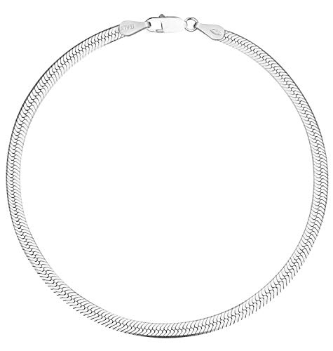 Savlano 925 Sterling Silver Herringbone Flat Snake Magic Chain Bracelet For Women & Men - Made in Italy Comes With a Gift Box (8, 4.5mm) - Image 1
