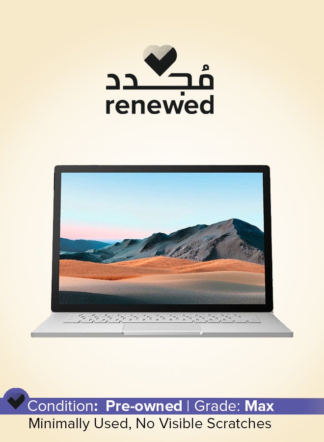 مايكروسوفت تم تجديده - كمبيوتر محمول Surface Book 3 2 في 1 مزود بشاشة PixelSense مقاس 15 بوصة تعمل باللمس، ومعالج Intel Core i7-10TH Gen/ذاكرة وصول عشوائي سعة 16 جيجابايت/محرك أقراص SSD سعة 1 تيرابايت/بطاقة رسومات GTX 1660 TI MAX Q فضي/عربي سعة 1 تيرابايت - Image 1
