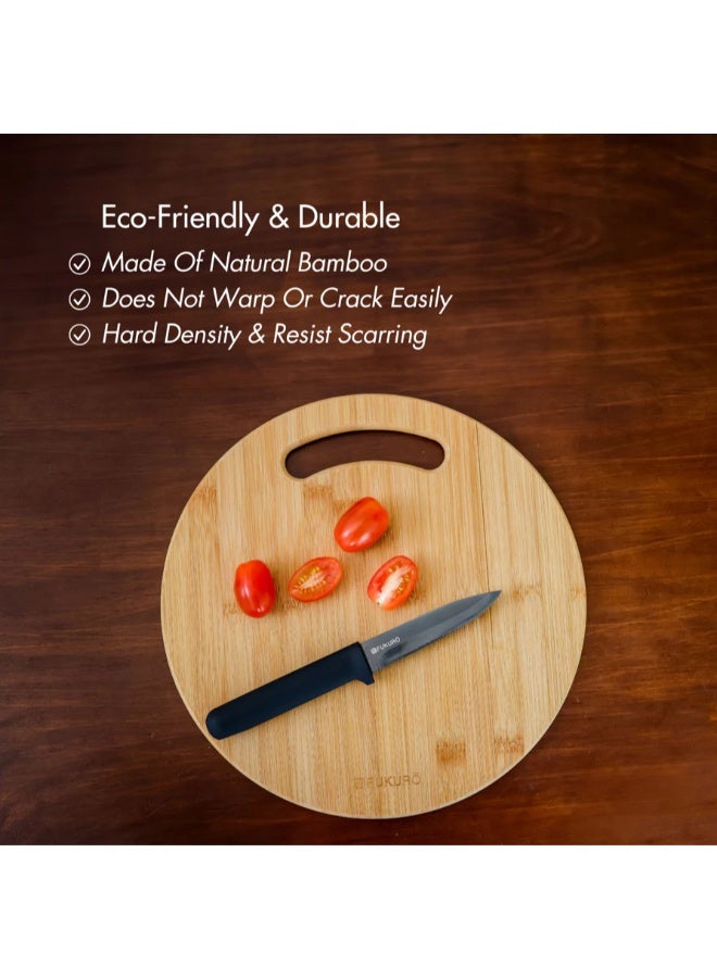 Fukuro Chef Series Natural Bamboo Chopping Board Round (28 x 28 x 1cm) - Image 3