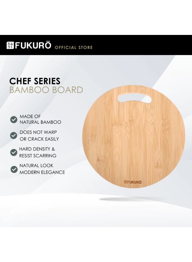 Fukuro Chef Series Natural Bamboo Chopping Board Round (28 x 28 x 1cm) - Image 1