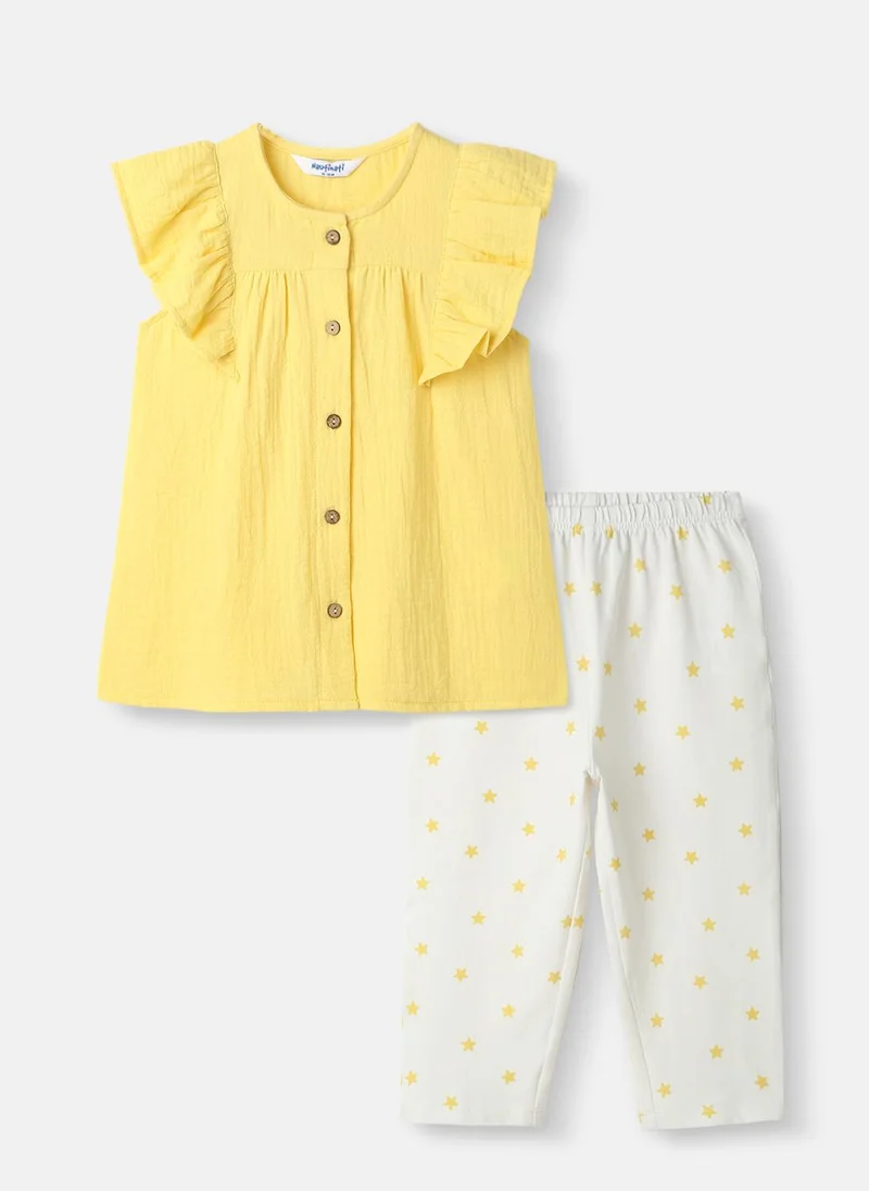 نوتيناتي Nautinati Girls' Sleeveless Top and Printed Leggings with Hairband