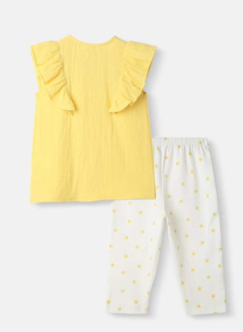 نوتيناتي Nautinati Girls' Sleeveless Top and Printed Leggings with Hairband