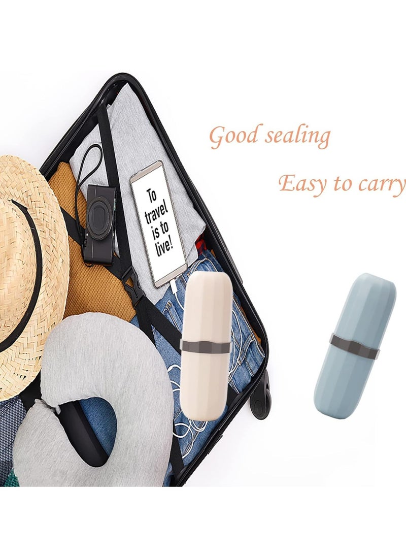 Loquat 2Pcs Travel Toothbrush Holder Case Cup，Plastic Toothbrushes Toothpaste Setfor Travel Business Trip and School - Image 4