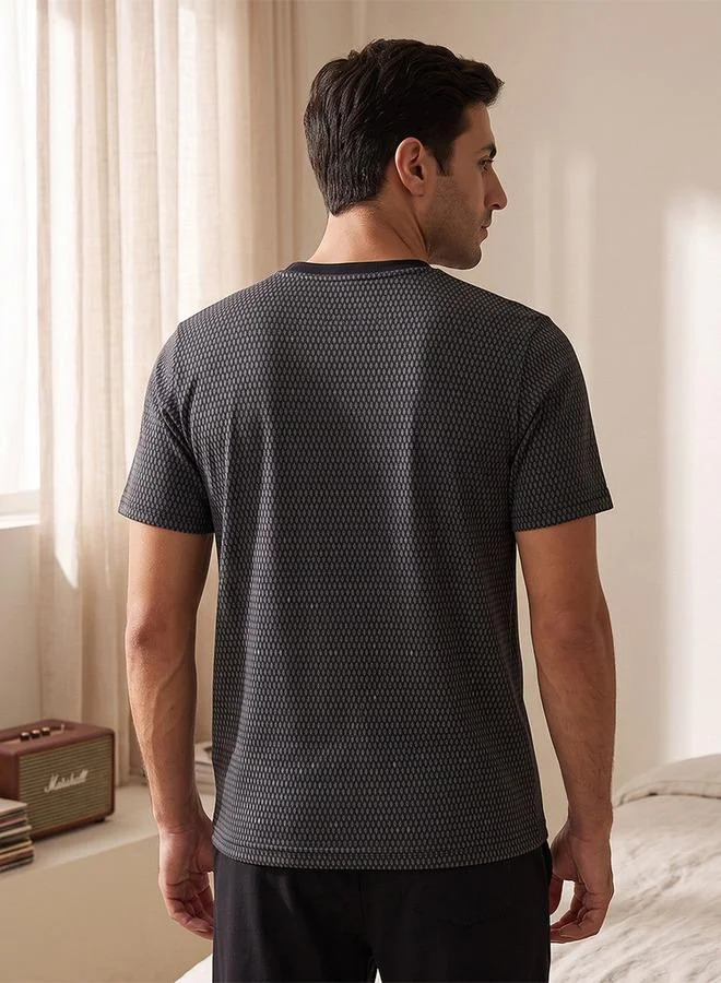 Splash FAV BLACK Innerwear Geometric Print T-shirt & Pants for Men | Best Price UAE