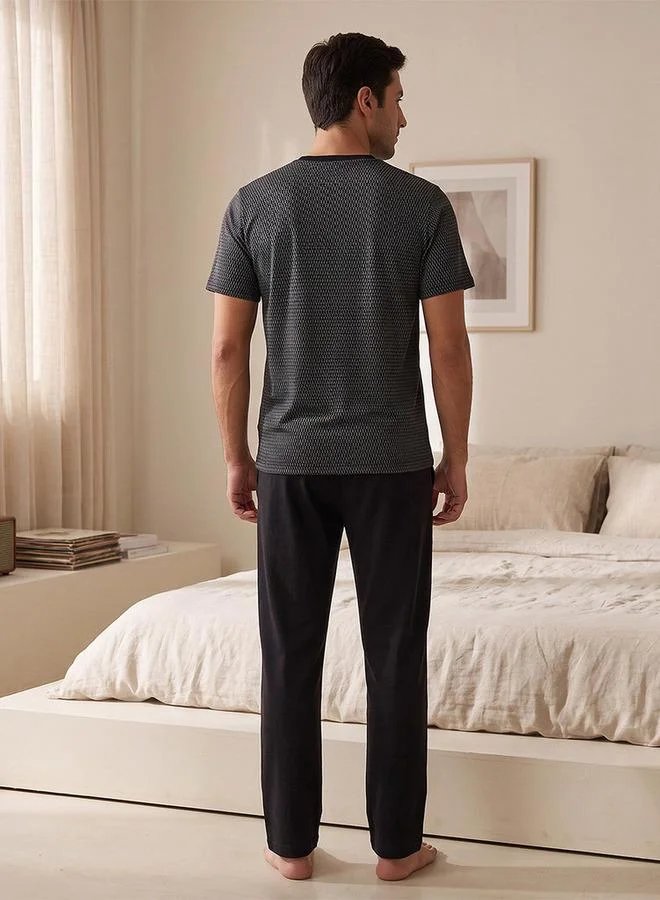 Splash FAV BLACK Innerwear Geometric Print T-shirt & Pants for Men | Best Price UAE