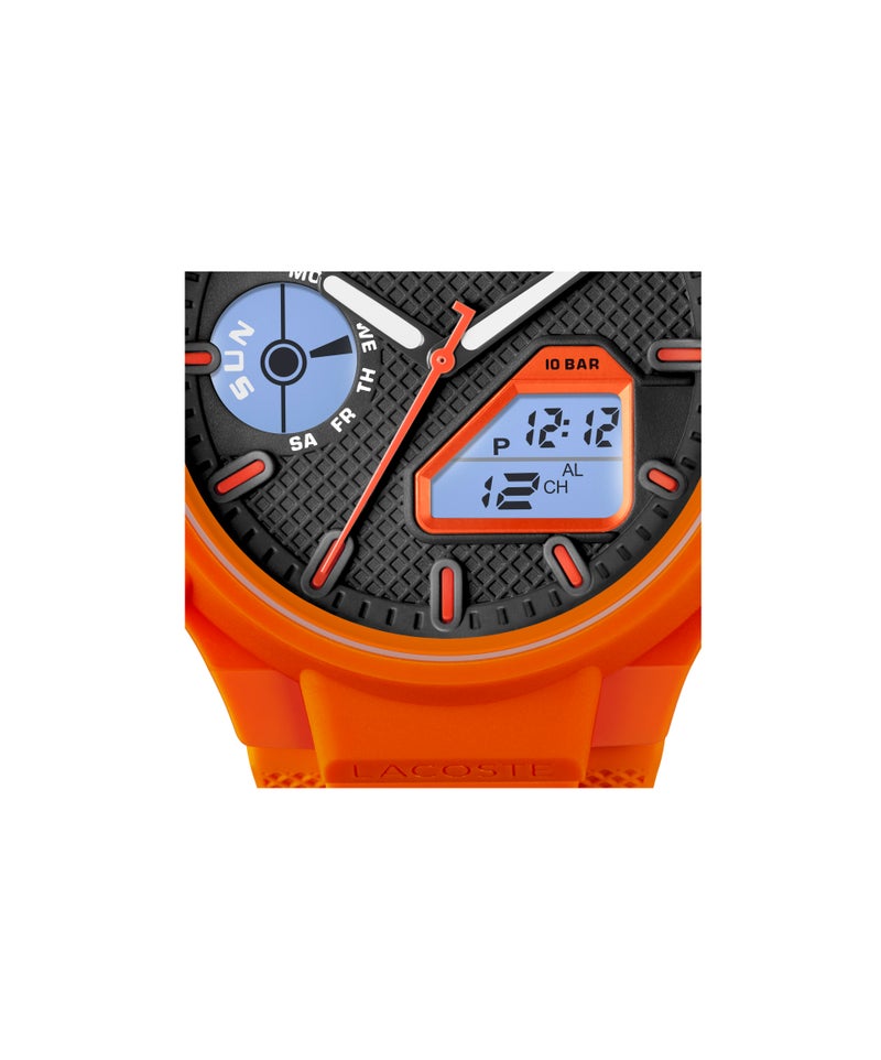 LACOSTE Round Analog-Digital Men'S Stainless Steel And Orange Tr90 Case  Watch - Image 4