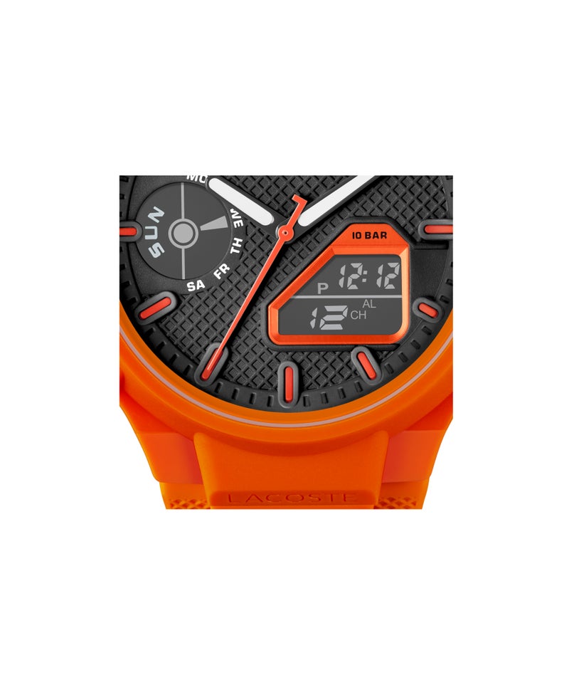 LACOSTE Round Analog-Digital Men'S Stainless Steel And Orange Tr90 Case  Watch - Image 5