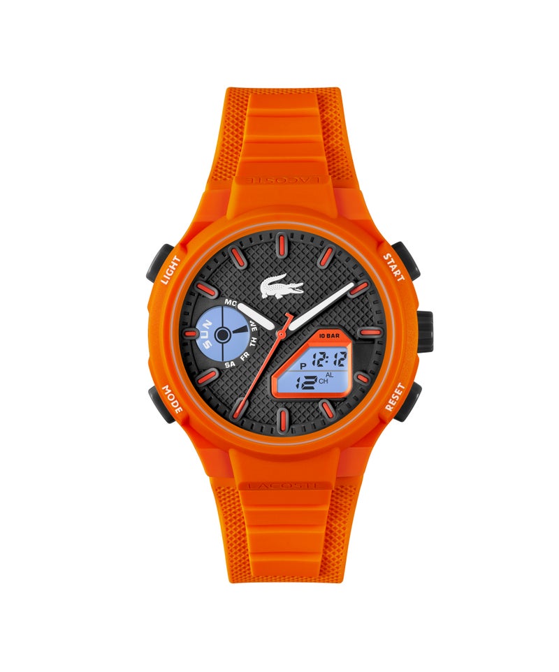 LACOSTE Round Analog-Digital Men'S Stainless Steel And Orange Tr90 Case  Watch - Image 3