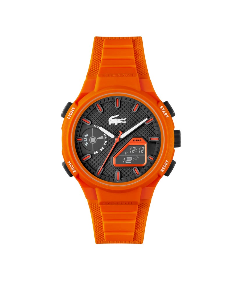 LACOSTE Round Analog-Digital Men'S Stainless Steel And Orange Tr90 Case  Watch - Image 2