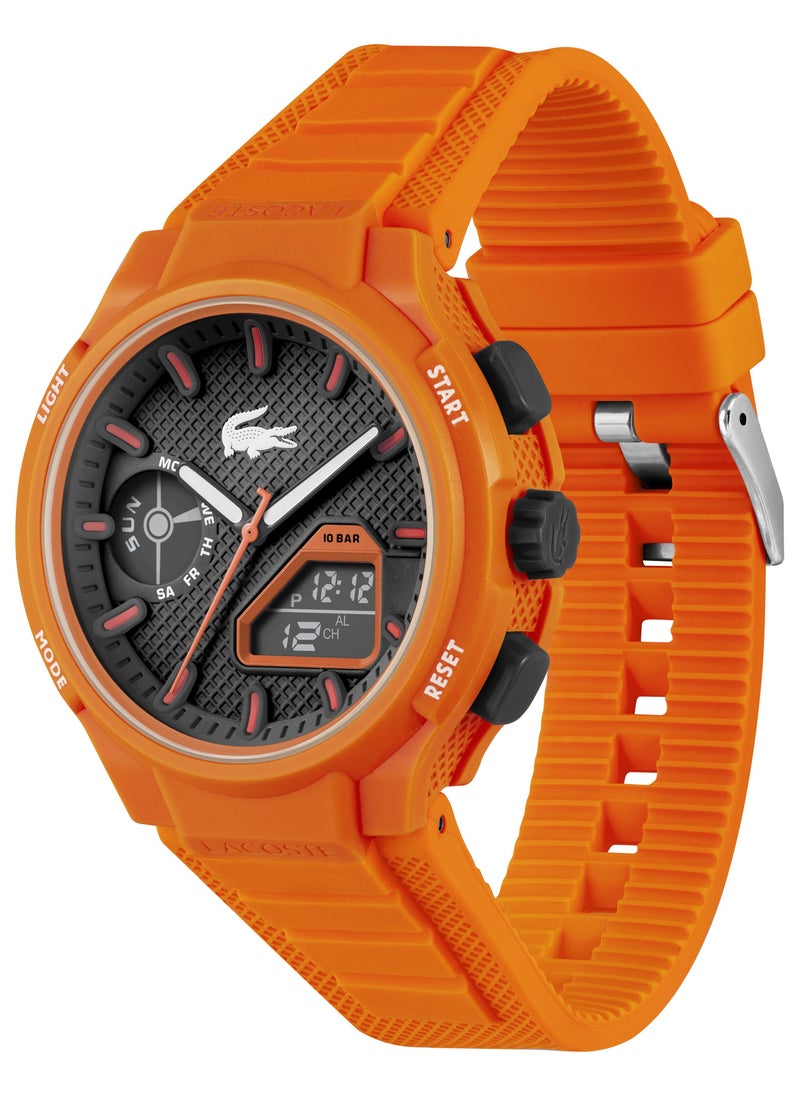 LACOSTE Round Analog-Digital Men'S Stainless Steel And Orange Tr90 Case  Watch - Image 1